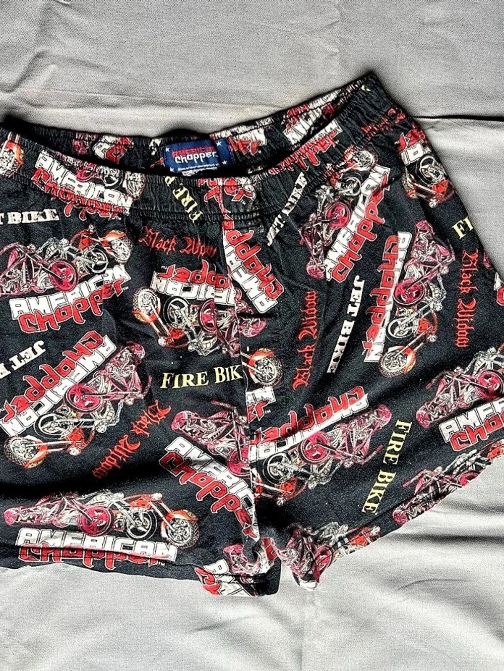 American Chopper Graphic Motorcycle Print Shorts